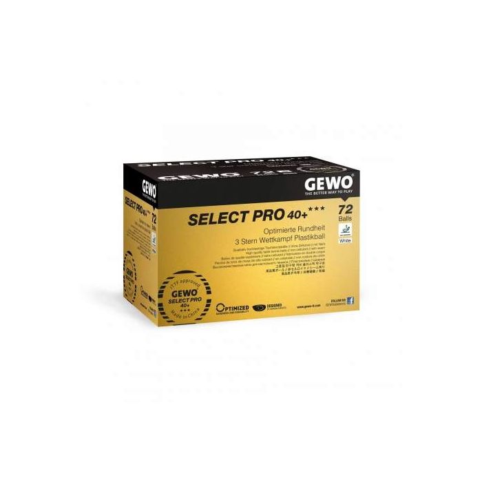 72 balles GEWO Select pro 40+ 3 étoiles