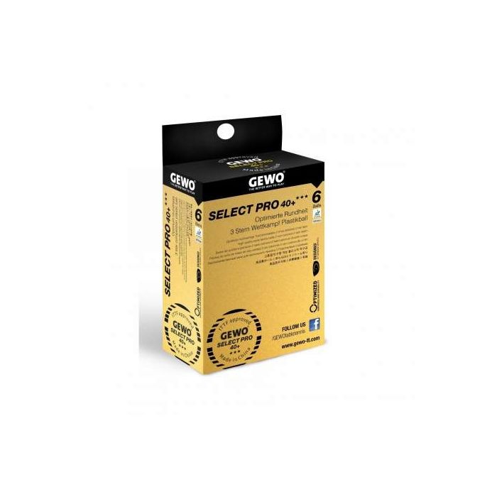 6 balles GEWO Select pro 40+ 3 étoiles